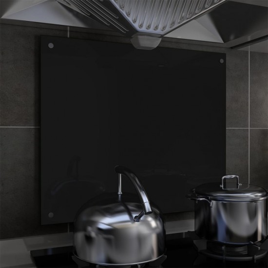 Virtuvės sienelė, juodos spalvos, 70x60cm, grūdintas stiklas