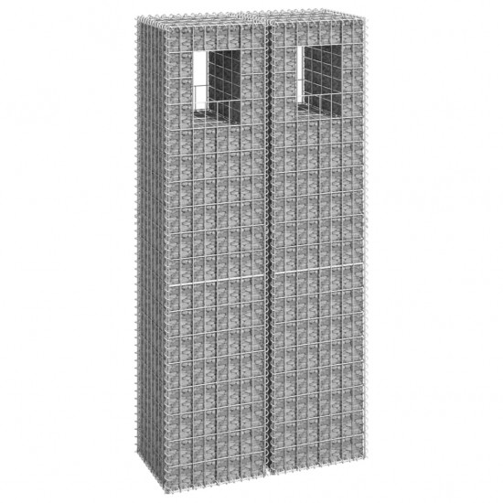 Gabionų krepšių kolonos, 2vnt., 40x40x180cm, geležis