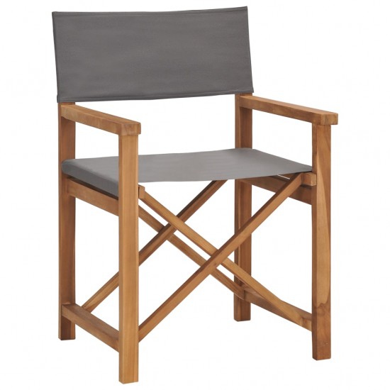 Režisieriaus kėdė, pilkos spalvos, tikmedžio medienos masyvas