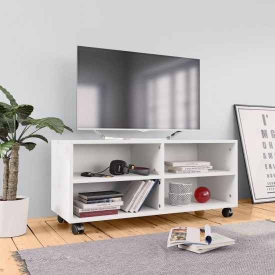 Televizoriaus spintelė su ratukais, baltos sp., 90x35x35cm, MDP