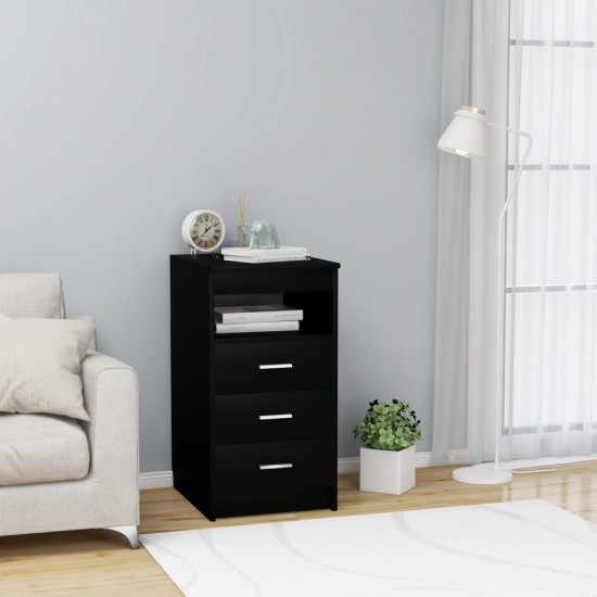 Spintelė su stalčiais, juodos spalvos, 40x50x76cm, mediena