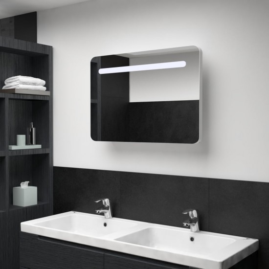 Veidrodinė vonios spintelė su LED apšvietimu, 80x9,5x55 cm