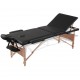 Sulankstomas masažo stalas, juodas, 3 zonų, su mediniu rėmu