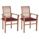 Valgomojo kėdės su vyno raudonomis pagalvėmis, 2vnt., tikmedis