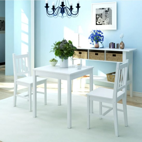 Valgomojo baldų komplektas, pušies mediena, baltas