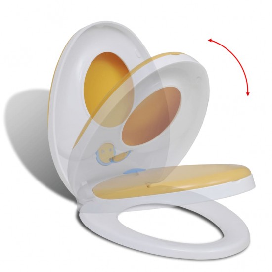 Klozeto sėdynė su Soft Close mechanizmu, balta ir geltona