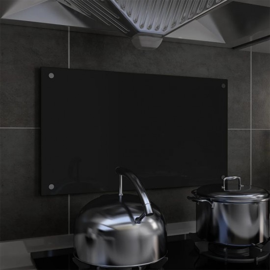 Virtuvės sienelė, juodos spalvos, 70x40cm, grūdintas stiklas