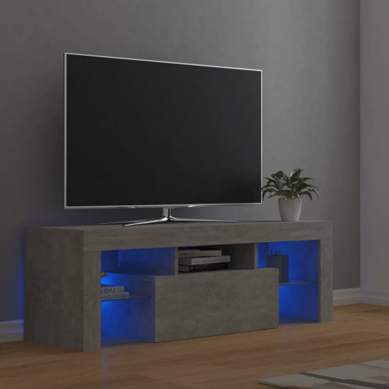 TV spintelė su LED apšvietimu, betono pilka, 120x35x40cm
