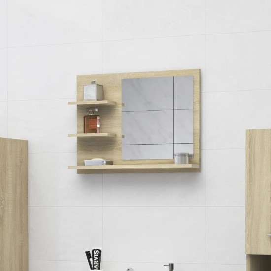 Vonios kambario veidrodis, ąžuolo spalvos, 60x10,5x45cm, MDP