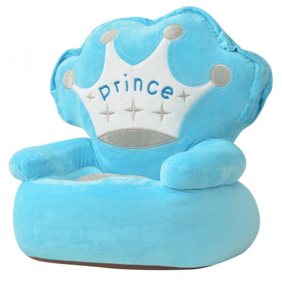 Pliušinė vaikiška kėdė Prince, mėlynos spalvos