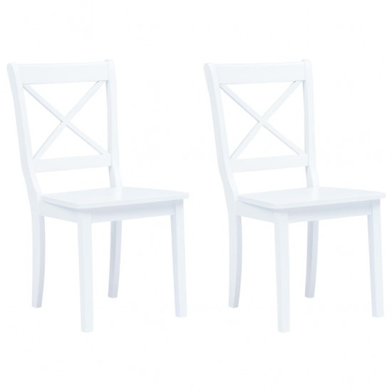 Valgomojo kėdės, 2 vnt., balt. sp., kaučiukmedžio med. masyvas