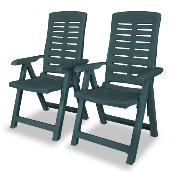 Atlošiamos sodo kėdės, 2 vnt., plastikas, žalia spalva
