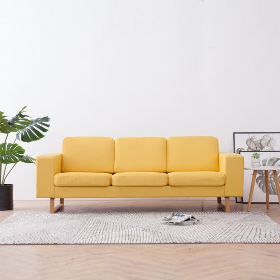 Trivietė sofa, geltona, audinys