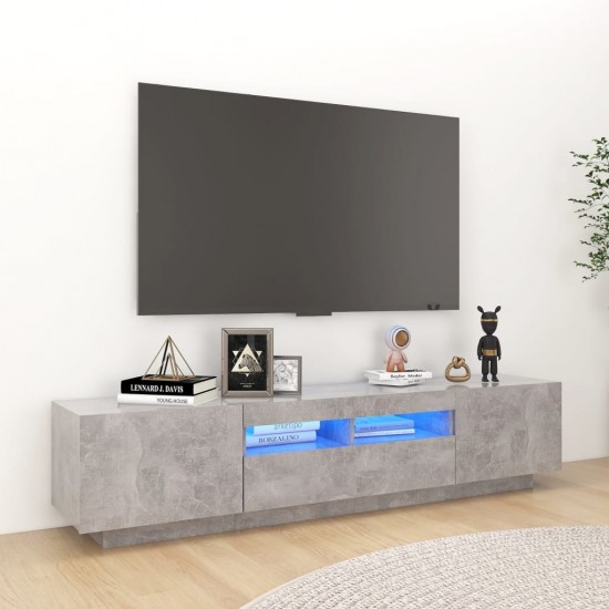 Televizoriaus spintelė su LED, betono pilka, 180x35x40cm