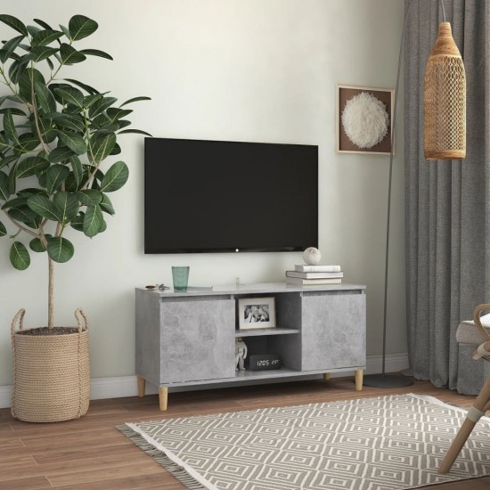 TV spintelė su medinėmis kojelėmis, betono pilka, 103,5x35x50cm