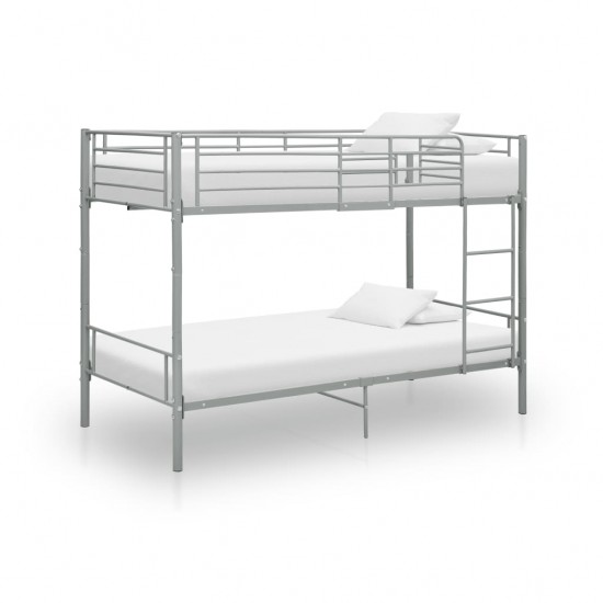 Dviaukštė lova, pilkos spalvos, 90x200cm, metalas