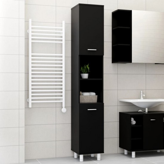 Vonios kambario spintelė, juodos spalvos, 30x30x179cm, MDP
