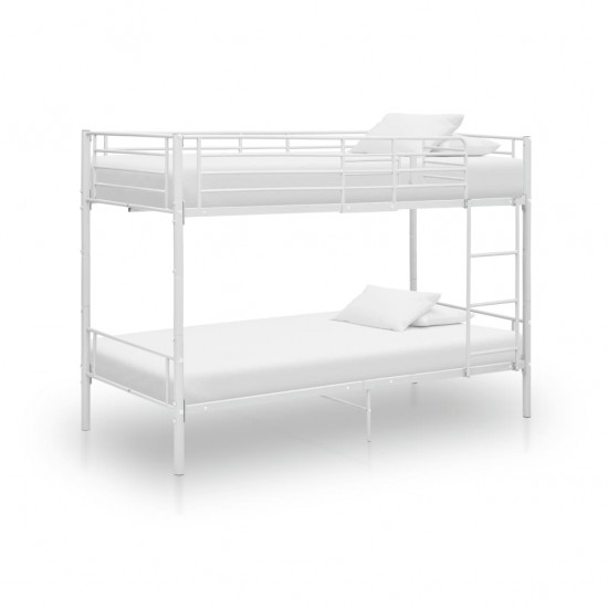 Dviaukštė lova, baltos spalvos, 90x200cm, metalas