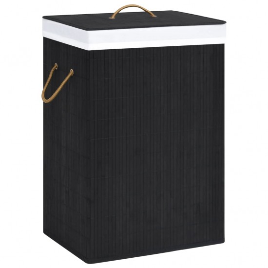 Skalbinių krepšys su 2 skyriais, juodos spalvos, bambukas, 72l