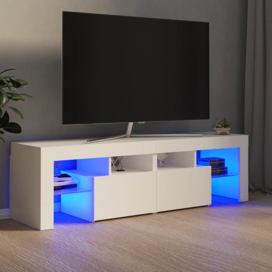 Televizoriaus spintelė su LED apšvietimu, balta, 140x36,5x40cm