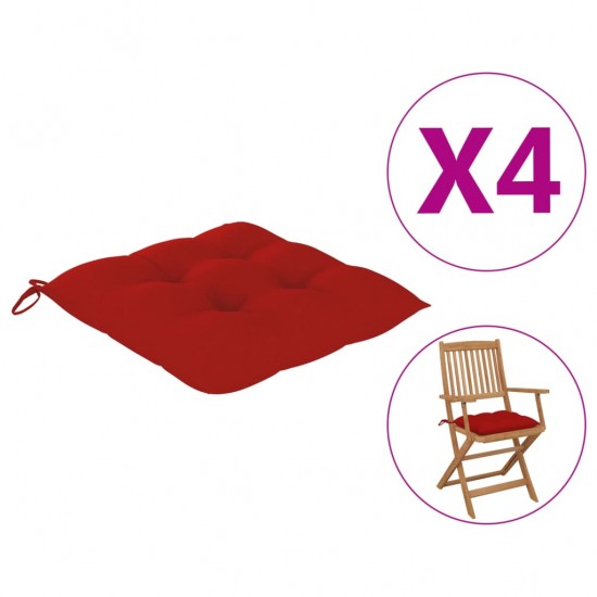 Kėdės pagalvėlės, 4vnt., raudonos, 40x40x7cm, oksfordo audinys