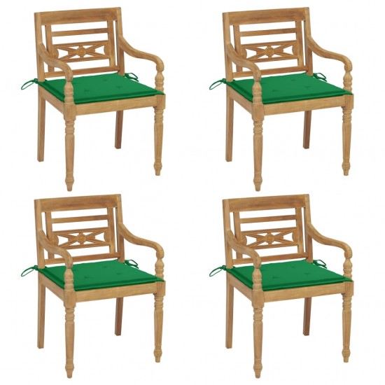 Batavia kėdės su pagalvėlėmis, 4vnt., tikmedžio masyvas