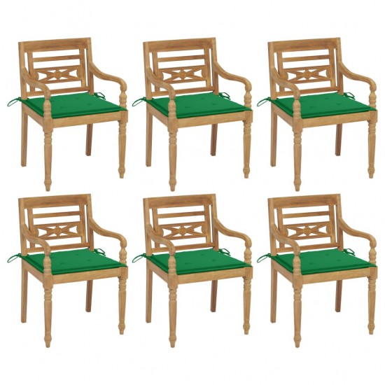 Batavia kėdės su pagalvėlėmis, 6vnt., tikmedžio masyvas