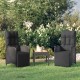 Atlošiamos sodo kėdės su staliuku, 2vnt., juodos, poliratanas