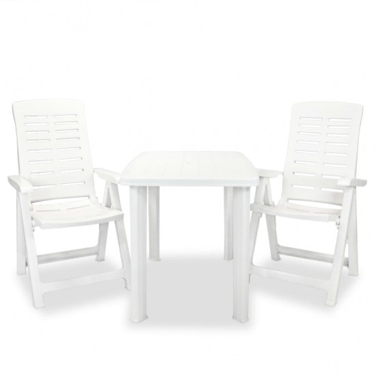 Bistro baldų komplektas, 3d., baltas, plastikas