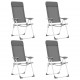 Sulankstomos kempingo kėdės, 4 vnt., pilkos, aliuminis