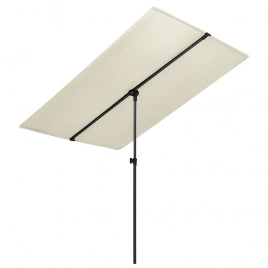 Lauko skėtis su aliuminio stulpu, smėlio baltas, 180x110cm