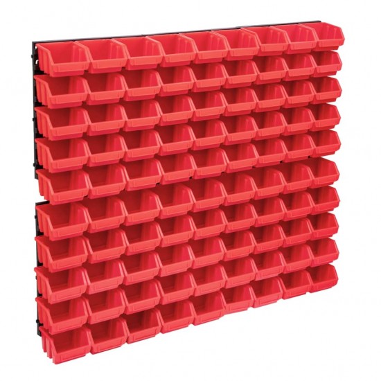 Sandėliavimo dėžių rinkinys, 96 dalių, raudonas ir juodas