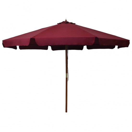 Lauko skėtis su mediniu stulpu, vyšninės spalvos, 330cm