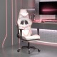 Masažinė žaidimų kėdė su pakoja, balta ir rožinė, dirbtinė oda