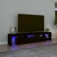 Televizoriaus spintelė su LED apšvietimu, juoda, 200x36,5x40cm