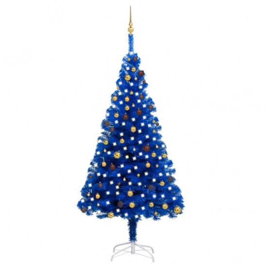 Dirbtinė Kalėdų eglutė su LED/žaisliukais, mėlyna, 240cm, PVC