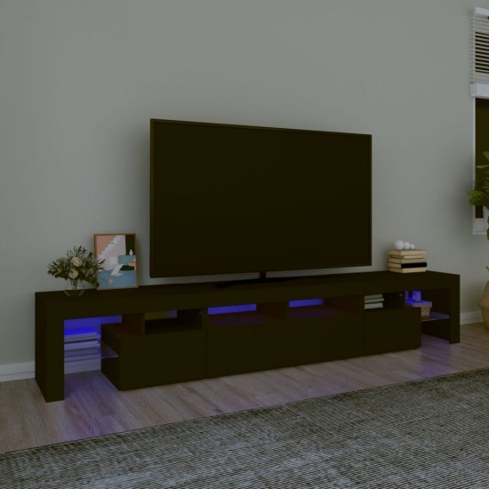 Televizoriaus spintelė su LED apšvietimu, juoda, 230x36,5x40cm