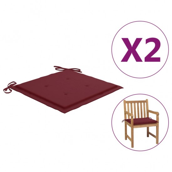 Sodo kėdės pagalvėlės, 2vnt., vyno raudonos, 50x50x3cm, audinys