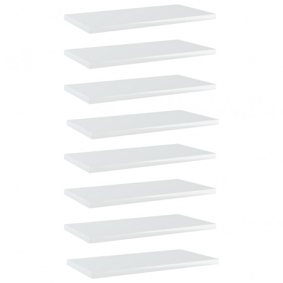 Knygų lentynos plokštės, 8vnt., baltos, 40x20x1,5cm, MDP