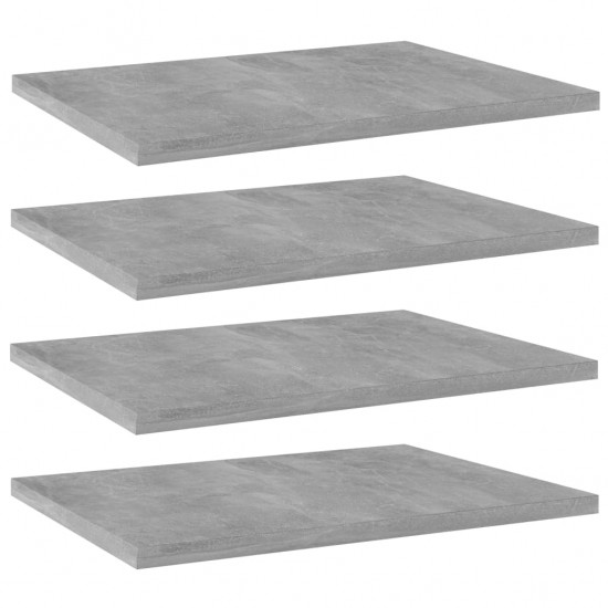 Knygų lentynos plokštės, 4vnt., betono pilkos, 40x30x1,5cm, MDP