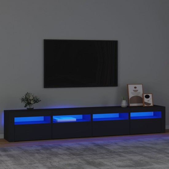Televizoriaus spintelė su LED apšvietimu, juoda, 240x35x40cm