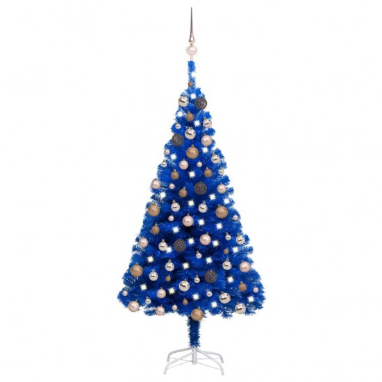 Dirbtinė Kalėdų eglutė su LED/žaisliukais, mėlyna, 120cm, PVC