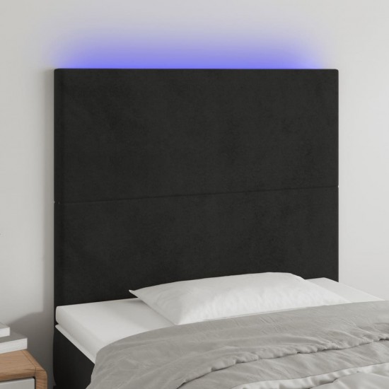 Galvūgalis su LED, juodos spalvos, 90x5x118/128cm, aksomas