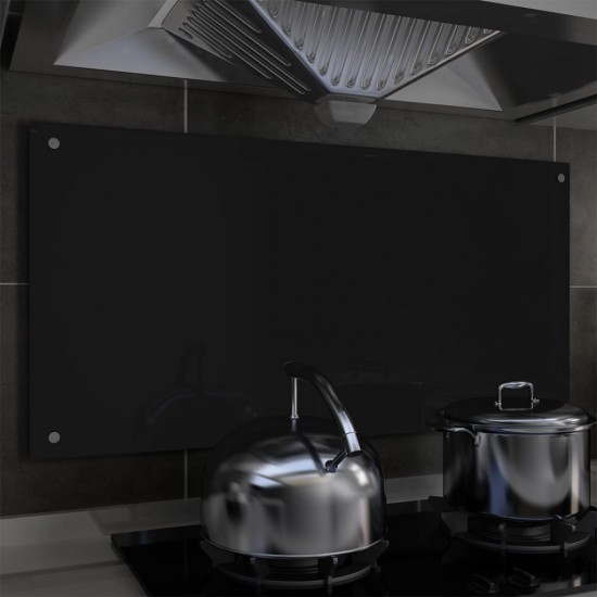 Virtuvės sienelė, juodos spalvos, 100x50cm, grūdintas stiklas
