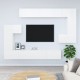 Sieninė televizoriaus spintelė, balta, apdirbta mediena, blizgi