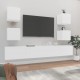 Televizoriaus spintelių komplektas, 6 dalių, baltas, mediena