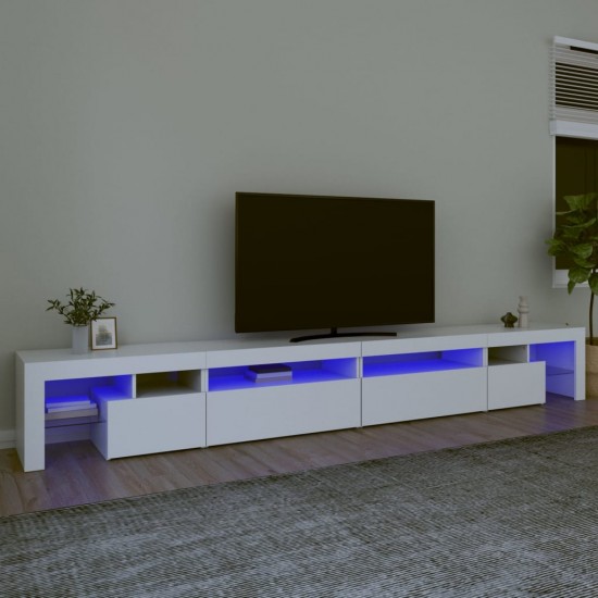 Televizoriaus spintelė su LED apšvietimu, balta, 290x36,5x40cm