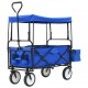 Sulankstomas rankinis vežimėlis su stogeliu, mėlynas, plienas
