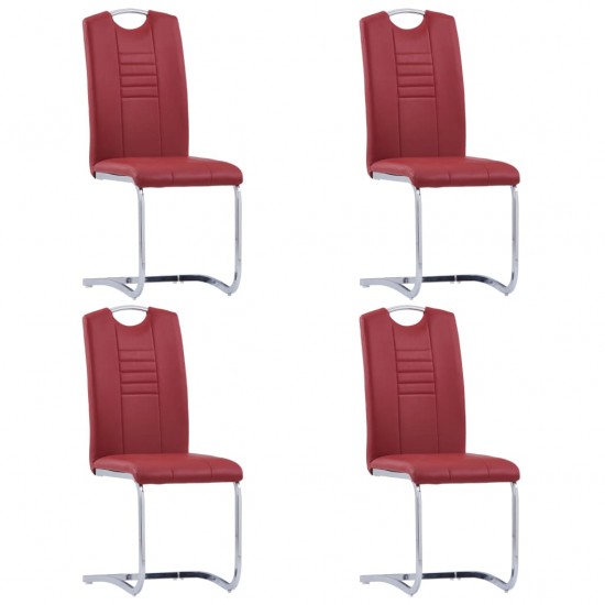Gembinės valgomojo kėdės, 4 vnt., raudonos, dirbtinė oda