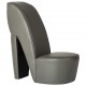 Aukštakulnio formos kėdė, pilkos spalvos, dirbtinė oda